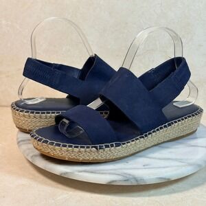 Cole Haan GrandOS Cloudfeel Navy‎ Blue Espadrille Wedge Sandals Women's Size 8B